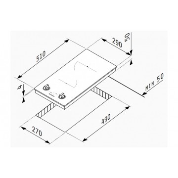 Pyramis PHC31213FMB Domino Κεραμική Εστία Αυτόνομη 29x51εκ.